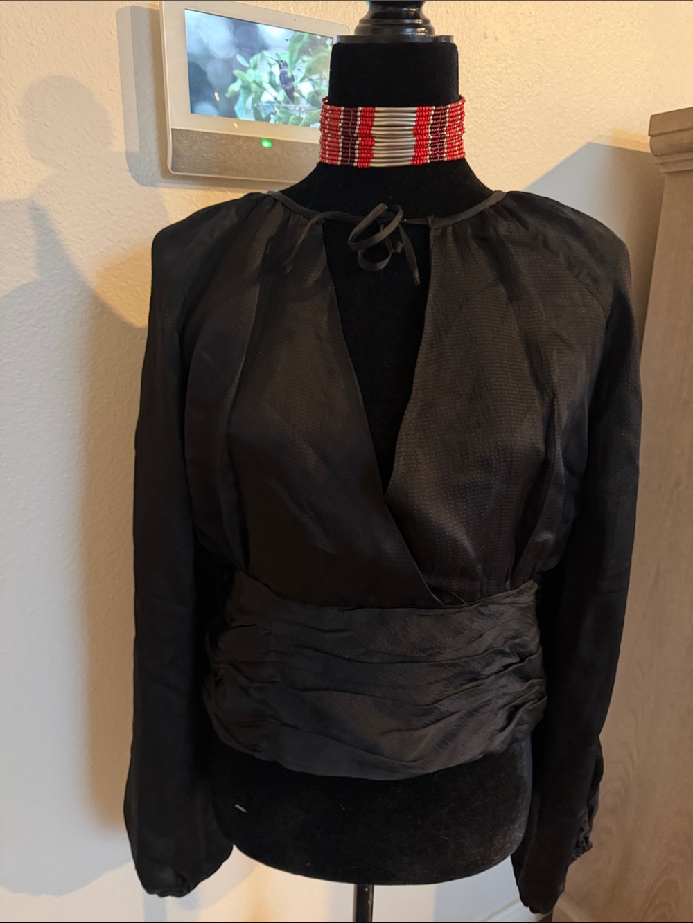 Black Women’s Blouse - cinched Waist 
Top